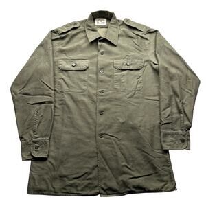 Vintage 1986 West German Bundeswehr Military Field Shirt Medium Green Cold War